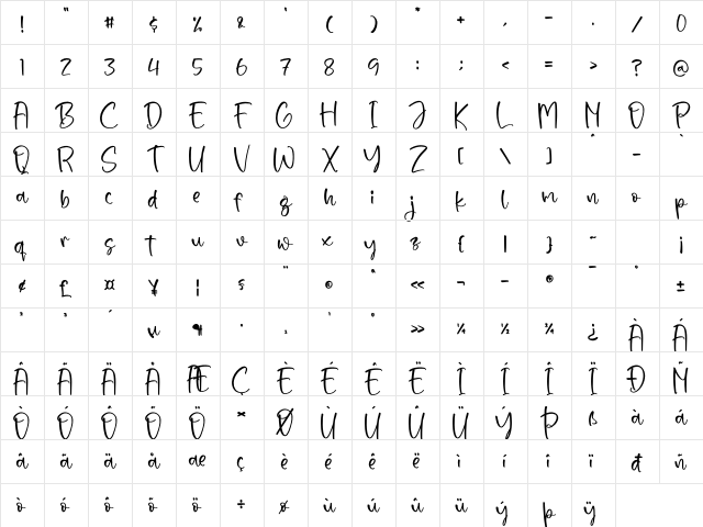 Santtaneck Regular Character Map