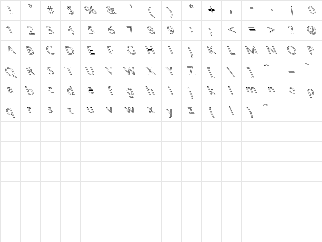 Sapir Sans Hollow Extreme Lefti Regular Character Map