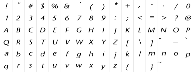 SapirSansItalic Wd Regular Character Map SapirSansItalic Wd Regular Character Map