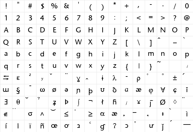 SapirSans Regular Character Map