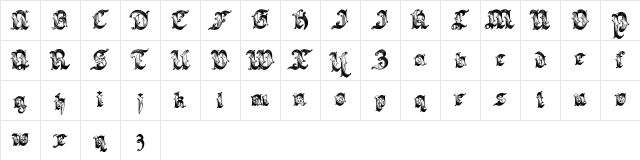 Saraband Lettering Regular Character Map