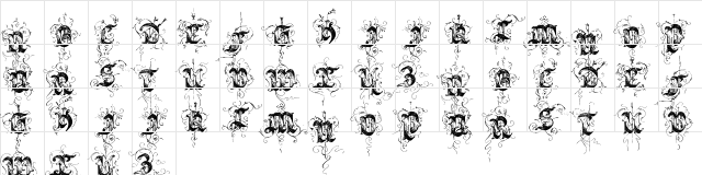 Saraband Initials Regular Character Map