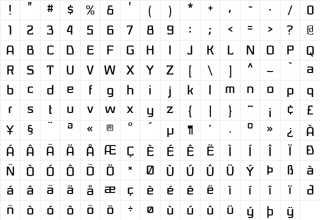Sarasori Bold Character Map