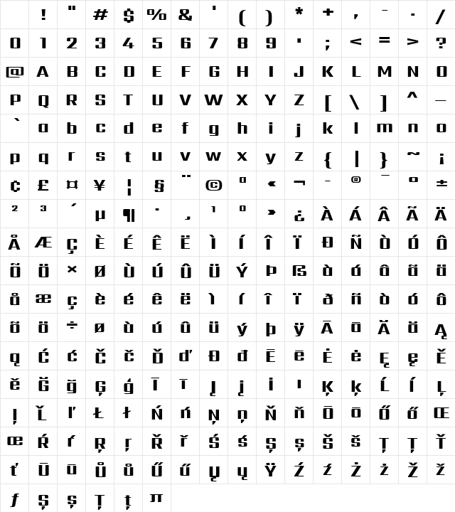 Sarpanch ExtraBold Character Map