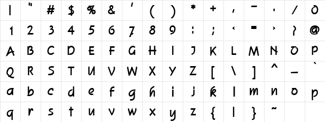 SashaySSK Bold Character Map