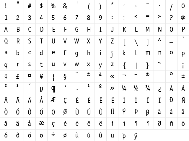 Saturday Sans ICG Regular Character Map Saturday Sans ICG Regular Character Map