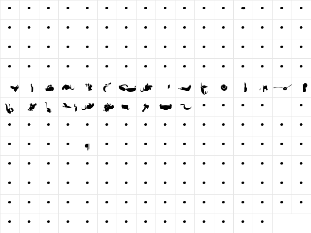 SaunaDingbats-Dimlght Regular Character Map