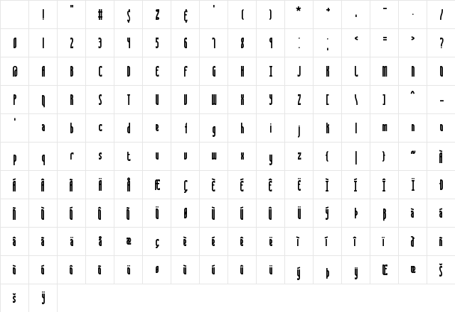 Saunder BRK Normal Character Map Saunder BRK Normal Character Map