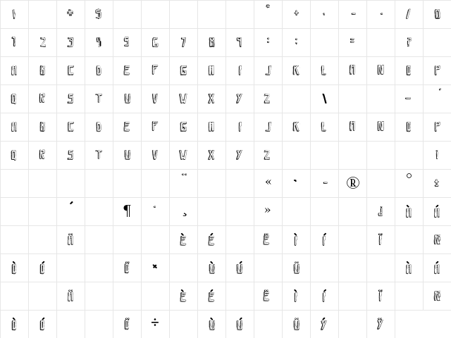 Savia Regular Character Map