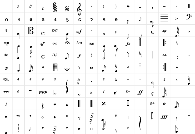SaxNViolinsLightSSK Regular Character Map SaxNViolinsLightSSK Regular Character Map