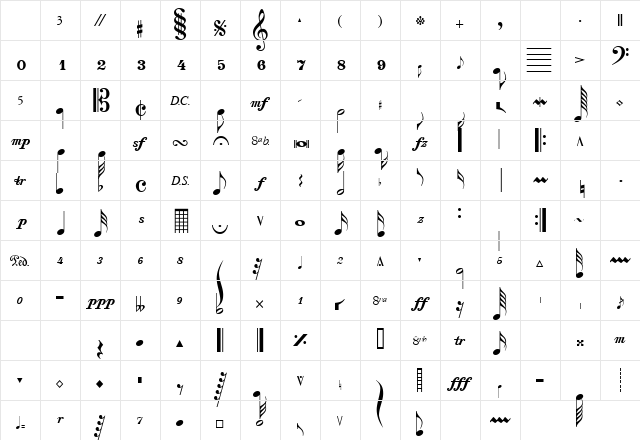 SaxNViolinsLightSSK Regular Character Map SaxNViolinsLightSSK Regular Character Map