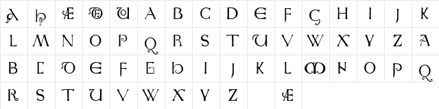 Anglo-Saxon Caps Regular Character Map