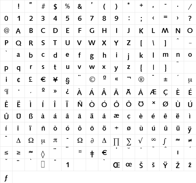 SaxonySerial-Medium Regular Character Map SaxonySerial-Medium Regular Character Map