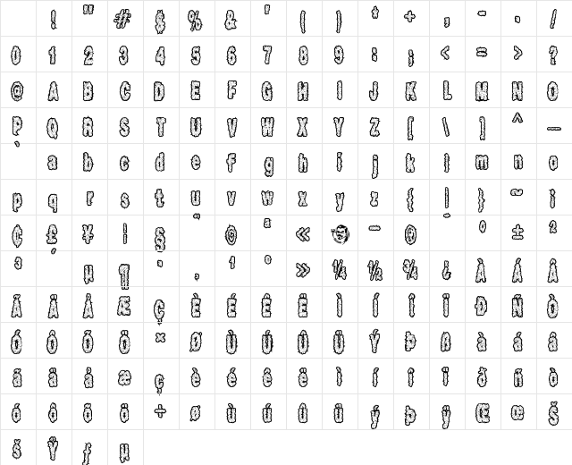 Scab Regular Character Map Scab Regular Character Map
