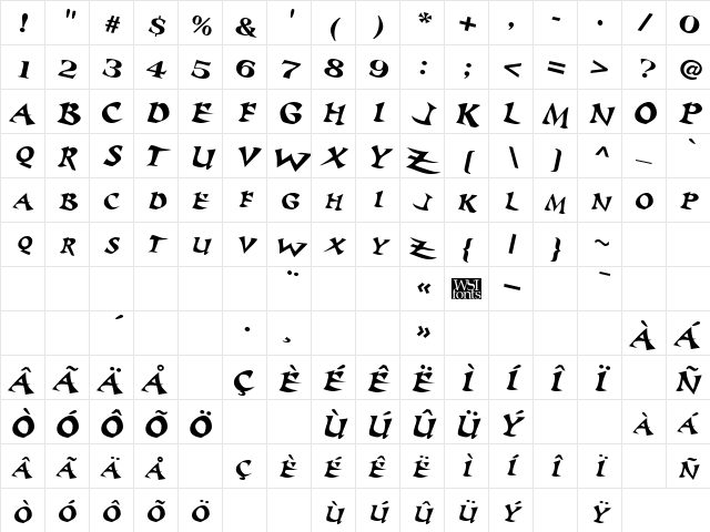 Baratz Italic Character Map