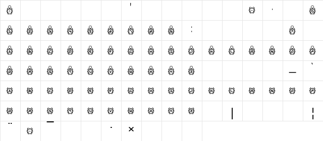 Arial Regular Character Map