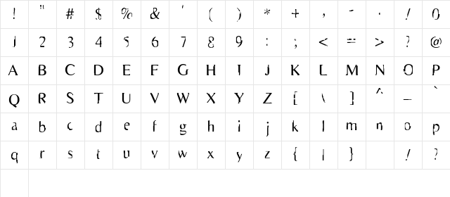 Scarecrow Regular Character Map