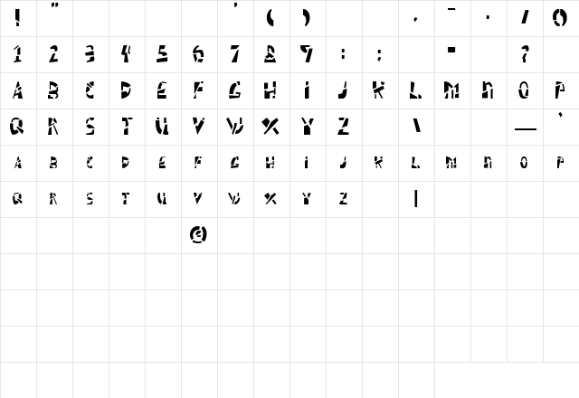Schizm Regular Character Map