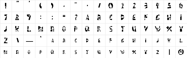 Schizm Regular Character Map