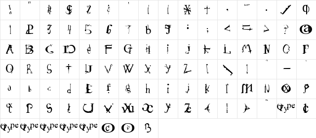 Schizophrenia 2 Regular Character Map