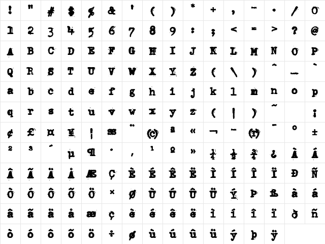 Schmutz ICG Clogged Regular Character Map