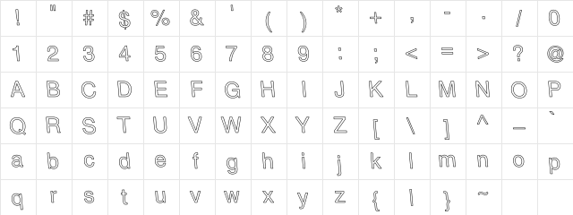 SchnellerMedium Hollow Regular Character Map