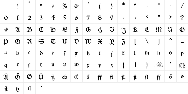 Schwaben Alt Bold Character Map Schwaben Alt Bold Character Map