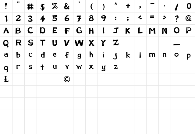 SchwarzWald Regular Character Map