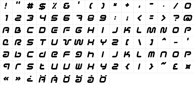Sci Fied BoldItalic Character Map