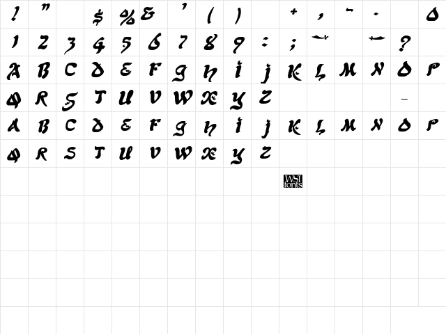 Scimitar Bold Italic Character Map