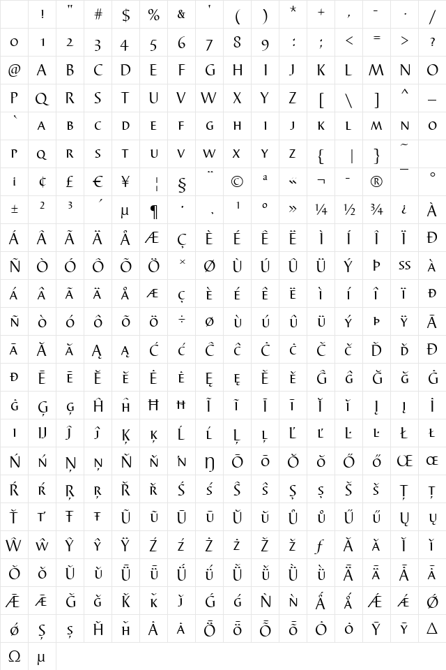 Barbedor-Caps Regular Character Map Barbedor-Caps Regular Character Map