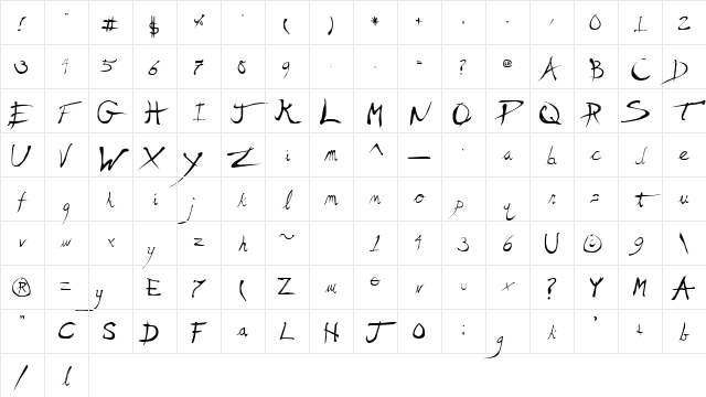Scratchy Mess Regular Character Map