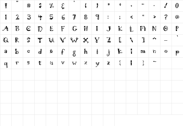 Scrap Birthday Regular Character Map