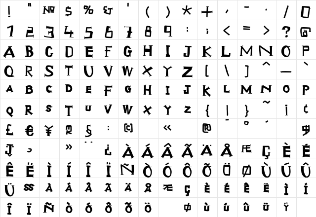 ScrapTiqua Regular Character Map ScrapTiqua Regular Character Map