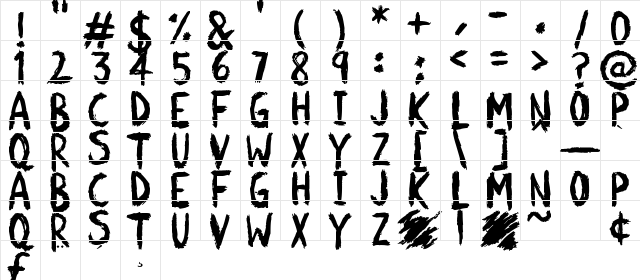 Scratchies Regular Character Map