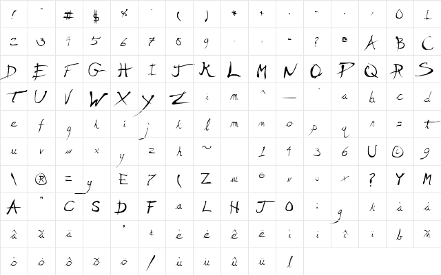 Scratchy Mess Regular Character Map