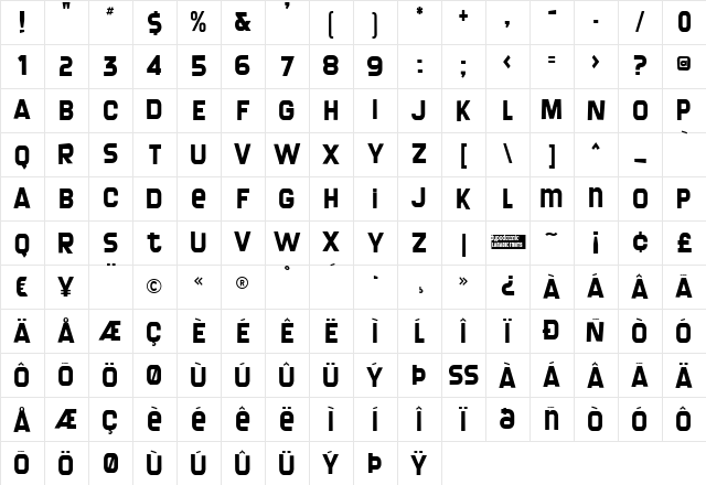 Screengem Regular Character Map