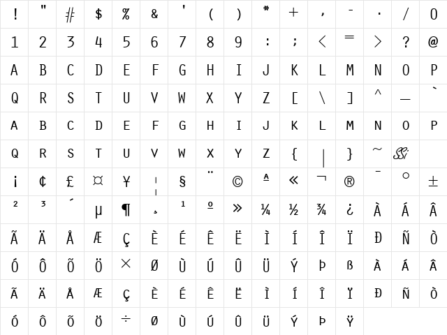 Scribe SSi Small Caps Character Map Scribe SSi Small Caps Character Map