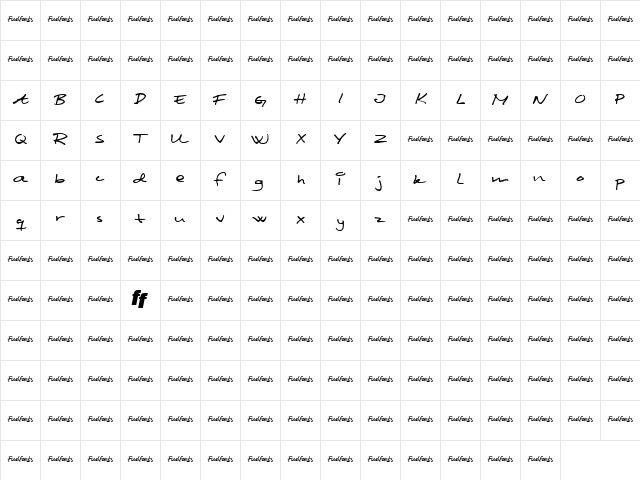 Scribbled Monkey Regular Character Map