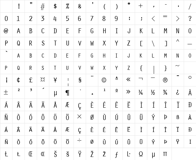 ScribeSCapsSSK Regular Character Map
