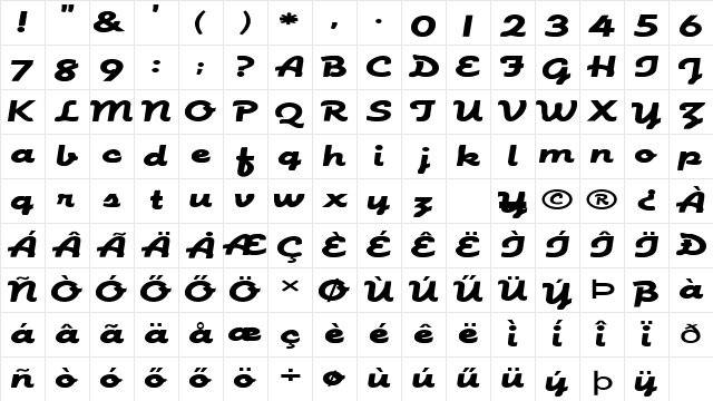 SCRIPT23 EX HU Normal Character Map SCRIPT23 EX HU Normal Character Map