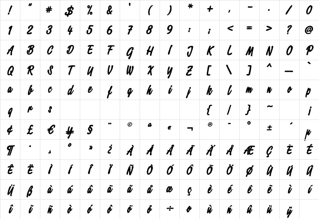 Script2 ExtraBold Character Map