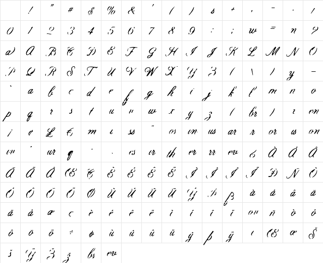 Scroll Regular Character Map Scroll Regular Character Map