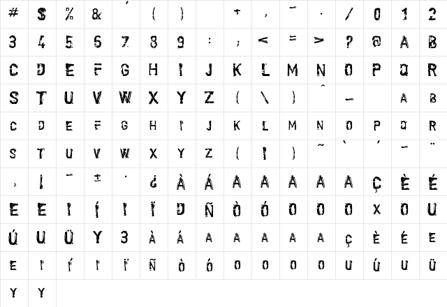 Scroonge Regular Character Map