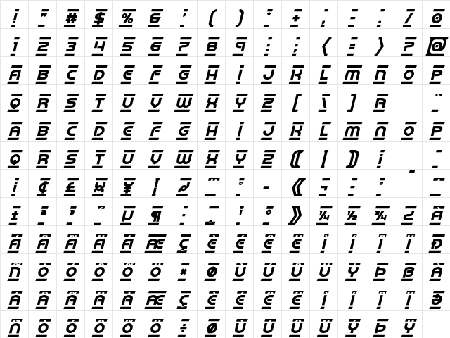 Barcade Bold Italic Bold Italic Character Map
