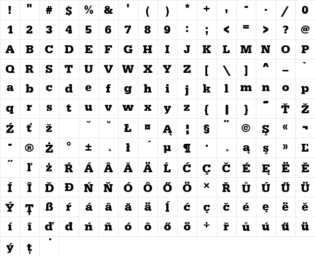 SerifaDEE Bold Character Map SerifaDEE Bold Character Map