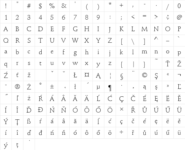 SchneidlerMedTEELig Regular Character Map