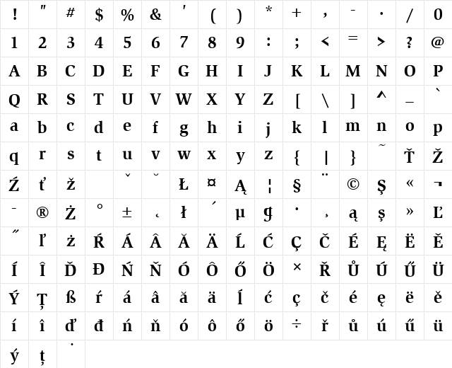 SlimbachItcTEE Bold Character Map