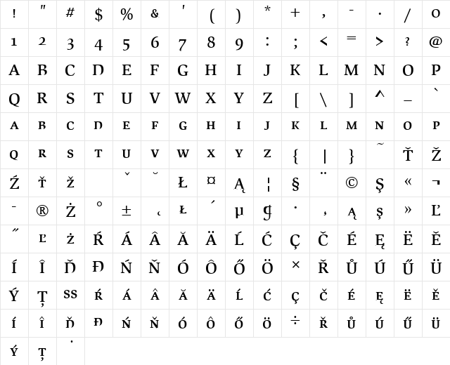 SlimbachSCItcTEEMed Regular Character Map SlimbachSCItcTEEMed Regular Character Map
