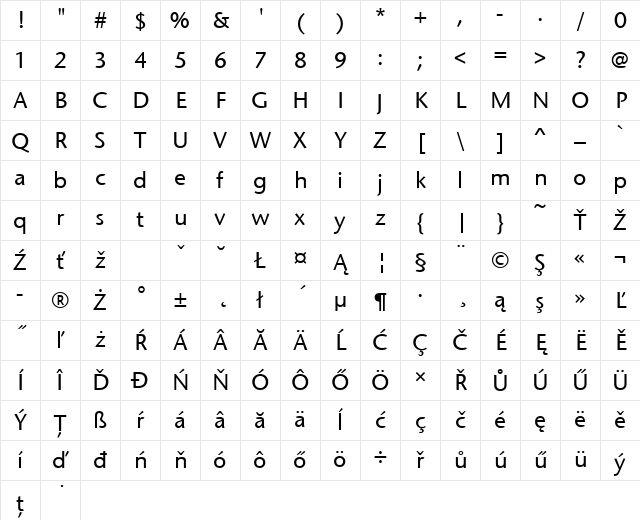 StoneSanItcTEEMed Regular Character Map